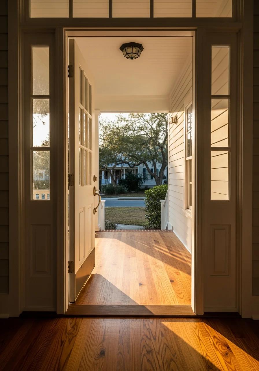 West Ashley home detail showing quality exterior finishing and well-maintained grounds.